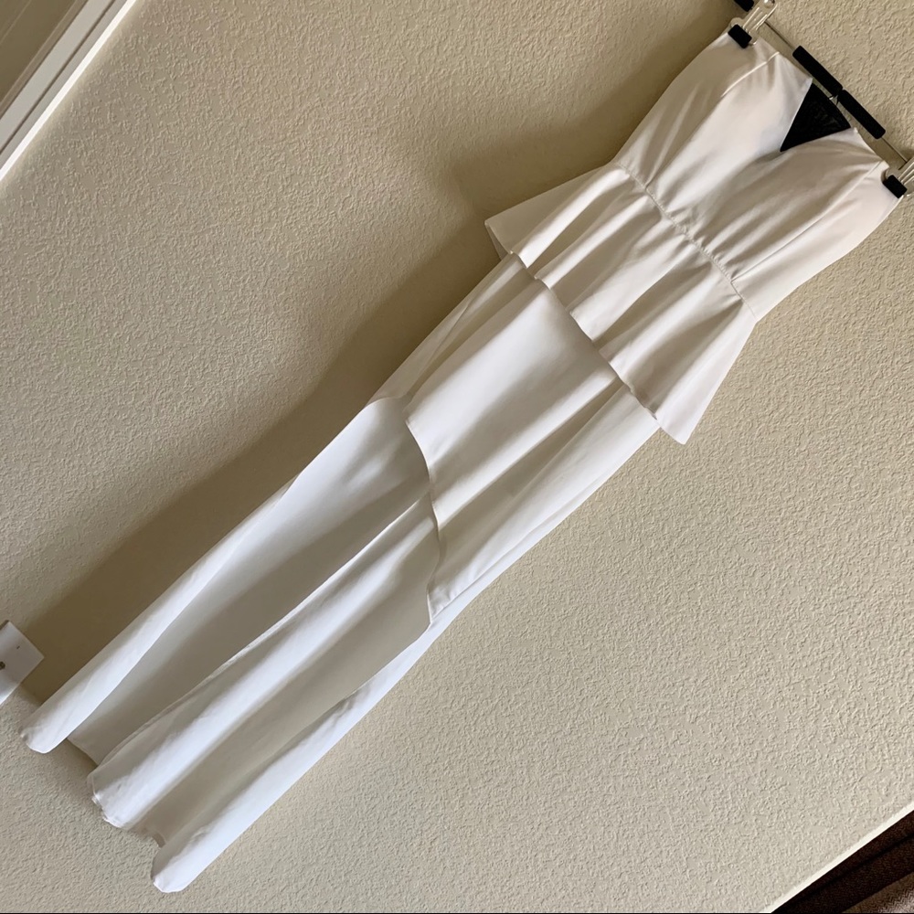 High Low Ruffle Maxi Dress Strapless Bustier